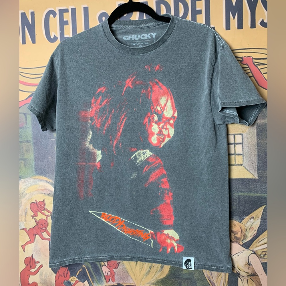 Chucky Bloody Disgusting Front & Back Graphic Print T-Shirt